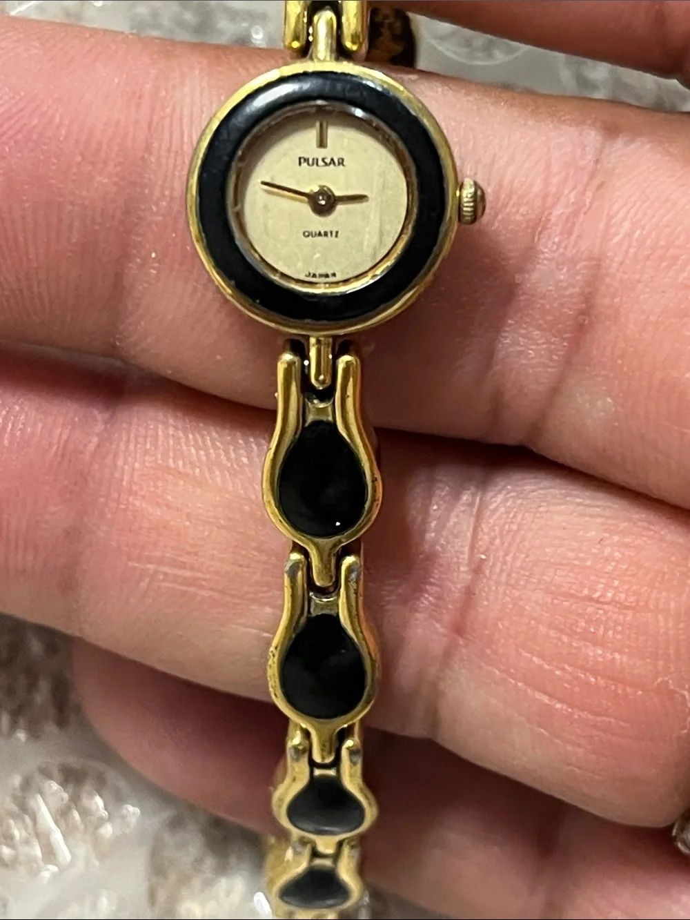 Pulsar Gold-Tone Bracelet Watch with Black Accents